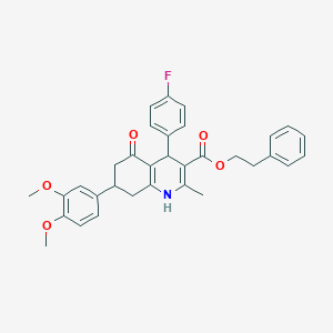 molecular formula C33H32FNO5 B418809 2-Phenylethyl 7-(3,4-dimethoxyphenyl)-4-(4-fluorophenyl)-2-methyl-5-oxo-1,4,5,6,7,8-hexahydro-3-quinolinecarboxylate 