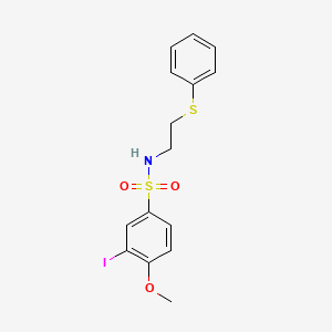 molecular formula C15H16INO3S2 B4188115 3-iodo-4-methoxy-N-[2-(phenylthio)ethyl]benzenesulfonamide 