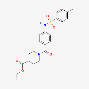 molecular formula C22H26N2O5S B4188127 ethyl 1-(4-{[(4-methylphenyl)sulfonyl]amino}benzoyl)-4-piperidinecarboxylate 