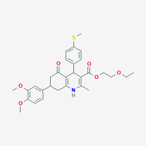 2-Ethoxyethyl 7-(3,4-dimethoxyphenyl)-2-methyl-4-[4-(methylsulfanyl)phenyl]-5-oxo-1,4,5,6,7,8-hexahydro-3-quinolinecarboxylate