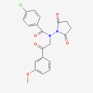 molecular formula C20H17ClN2O5 B4188135 4-chloro-N-(2,5-dioxo-1-pyrrolidinyl)-N-[2-(3-methoxyphenyl)-2-oxoethyl]benzamide 