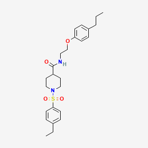 molecular formula C25H34N2O4S B4188172 1-[(4-ethylphenyl)sulfonyl]-N-[2-(4-propylphenoxy)ethyl]-4-piperidinecarboxamide 