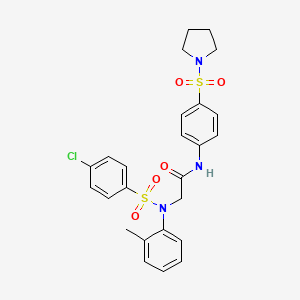 molecular formula C25H26ClN3O5S2 B4188204 N~2~-[(4-chlorophenyl)sulfonyl]-N~2~-(2-methylphenyl)-N~1~-[4-(1-pyrrolidinylsulfonyl)phenyl]glycinamide 