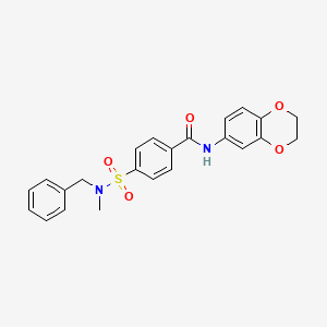 molecular formula C23H22N2O5S B4188211 4-{[benzyl(methyl)amino]sulfonyl}-N-(2,3-dihydro-1,4-benzodioxin-6-yl)benzamide 