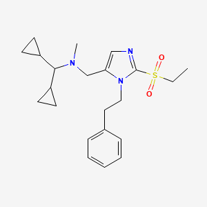 molecular formula C22H31N3O2S B4188217 (dicyclopropylmethyl){[2-(ethylsulfonyl)-1-(2-phenylethyl)-1H-imidazol-5-yl]methyl}methylamine 