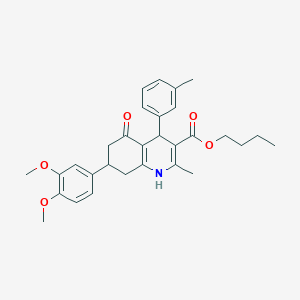 Butyl 7-(3,4-dimethoxyphenyl)-2-methyl-4-(3-methylphenyl)-5-oxo-1,4,5,6,7,8-hexahydro-3-quinolinecarboxylate