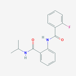 molecular formula C17H17FN2O2 B4188257 2-fluoro-N-{2-[(isopropylamino)carbonyl]phenyl}benzamide 