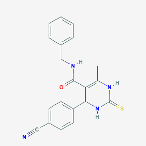 molecular formula C20H18N4OS B4188270 N-benzyl-4-(4-cyanophenyl)-6-methyl-2-thioxo-1,2,3,4-tetrahydro-5-pyrimidinecarboxamide 