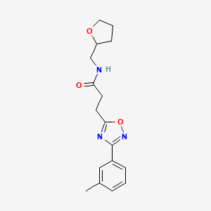 molecular formula C17H21N3O3 B4188274 3-[3-(3-methylphenyl)-1,2,4-oxadiazol-5-yl]-N-(tetrahydro-2-furanylmethyl)propanamide 