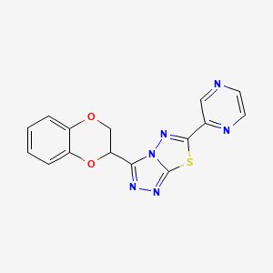 molecular formula C15H10N6O2S B4188288 3-(2,3-dihydro-1,4-benzodioxin-2-yl)-6-(2-pyrazinyl)[1,2,4]triazolo[3,4-b][1,3,4]thiadiazole 