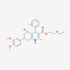 molecular formula C30H35NO6 B418829 2-Ethoxyethyl 7-(3,4-dimethoxyphenyl)-2-methyl-4-(2-methylphenyl)-5-oxo-1,4,5,6,7,8-hexahydro-3-quinolinecarboxylate 