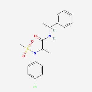 molecular formula C18H21ClN2O3S B4188303 N~2~-(4-chlorophenyl)-N~2~-(methylsulfonyl)-N~1~-(1-phenylethyl)alaninamide 
