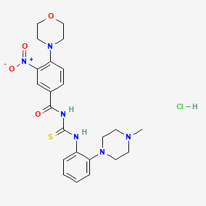 molecular formula C23H29ClN6O4S B4188318 N-({[2-(4-methyl-1-piperazinyl)phenyl]amino}carbonothioyl)-4-(4-morpholinyl)-3-nitrobenzamide hydrochloride 