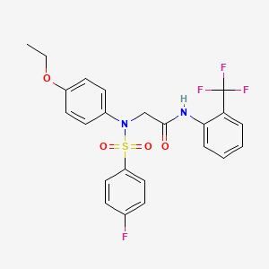 molecular formula C23H20F4N2O4S B4188329 N~2~-(4-ethoxyphenyl)-N~2~-[(4-fluorophenyl)sulfonyl]-N~1~-[2-(trifluoromethyl)phenyl]glycinamide 