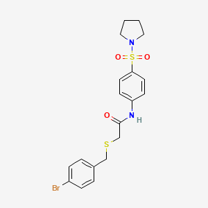 molecular formula C19H21BrN2O3S2 B4188354 2-[(4-bromobenzyl)thio]-N-[4-(1-pyrrolidinylsulfonyl)phenyl]acetamide 