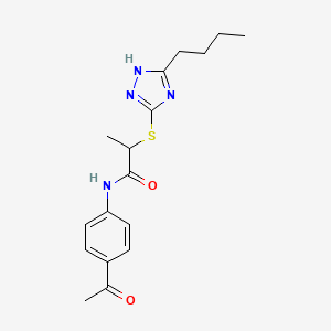 molecular formula C17H22N4O2S B4188402 N-(4-acetylphenyl)-2-[(5-butyl-4H-1,2,4-triazol-3-yl)thio]propanamide 