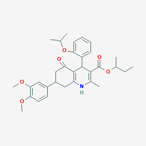 molecular formula C32H39NO6 B418841 Sec-butyl 7-(3,4-dimethoxyphenyl)-4-(2-isopropoxyphenyl)-2-methyl-5-oxo-1,4,5,6,7,8-hexahydro-3-quinolinecarboxylate 