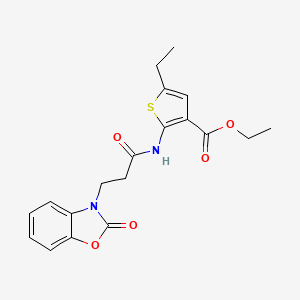 molecular formula C19H20N2O5S B4188425 ethyl 5-ethyl-2-{[3-(2-oxo-1,3-benzoxazol-3(2H)-yl)propanoyl]amino}-3-thiophenecarboxylate 