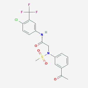 molecular formula C18H16ClF3N2O4S B4188447 N~2~-(3-acetylphenyl)-N~1~-[4-chloro-3-(trifluoromethyl)phenyl]-N~2~-(methylsulfonyl)glycinamide 