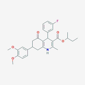 molecular formula C29H32FNO5 B418846 Sec-butyl 7-(3,4-dimethoxyphenyl)-4-(3-fluorophenyl)-2-methyl-5-oxo-1,4,5,6,7,8-hexahydro-3-quinolinecarboxylate 