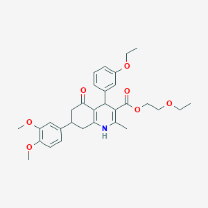 molecular formula C31H37NO7 B418847 2-Ethoxyethyl 7-(3,4-dimethoxyphenyl)-4-(3-ethoxyphenyl)-2-methyl-5-oxo-1,4,5,6,7,8-hexahydro-3-quinolinecarboxylate 