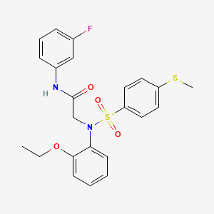 molecular formula C23H23FN2O4S2 B4188475 N~2~-(2-ethoxyphenyl)-N~1~-(3-fluorophenyl)-N~2~-{[4-(methylthio)phenyl]sulfonyl}glycinamide 