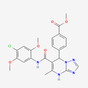 molecular formula C23H22ClN5O5 B4188509 methyl 4-(6-{[(4-chloro-2,5-dimethoxyphenyl)amino]carbonyl}-5-methyl-4,7-dihydro[1,2,4]triazolo[1,5-a]pyrimidin-7-yl)benzoate 