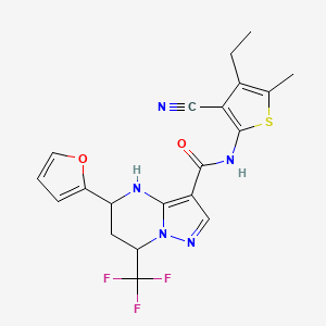 molecular formula C20H18F3N5O2S B4188523 N-(3-cyano-4-ethyl-5-methyl-2-thienyl)-5-(2-furyl)-7-(trifluoromethyl)-4,5,6,7-tetrahydropyrazolo[1,5-a]pyrimidine-3-carboxamide 