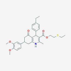 2-(Ethylsulfanyl)ethyl 7-(3,4-dimethoxyphenyl)-4-(4-ethylphenyl)-2-methyl-5-oxo-1,4,5,6,7,8-hexahydro-3-quinolinecarboxylate