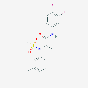 molecular formula C18H20F2N2O3S B4188547 N~1~-(3,4-difluorophenyl)-N~2~-(3,4-dimethylphenyl)-N~2~-(methylsulfonyl)alaninamide 