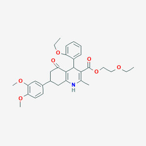 2-Ethoxyethyl 7-(3,4-dimethoxyphenyl)-4-(2-ethoxyphenyl)-2-methyl-5-oxo-1,4,5,6,7,8-hexahydro-3-quinolinecarboxylate