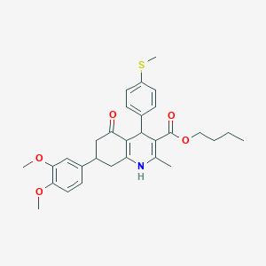 molecular formula C30H35NO5S B418857 Butyl 7-(3,4-dimethoxyphenyl)-2-methyl-4-[4-(methylsulfanyl)phenyl]-5-oxo-1,4,5,6,7,8-hexahydro-3-quinolinecarboxylate 