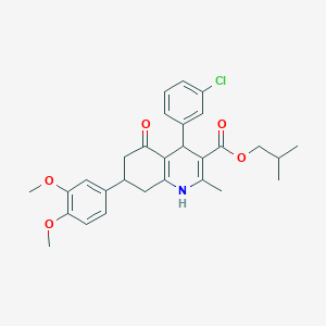 molecular formula C29H32ClNO5 B418858 Isobutyl 4-(3-chlorophenyl)-7-(3,4-dimethoxyphenyl)-2-methyl-5-oxo-1,4,5,6,7,8-hexahydro-3-quinolinecarboxylate 