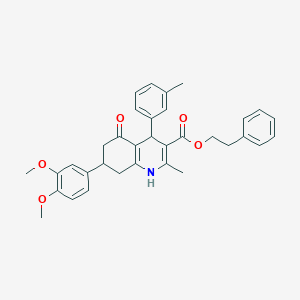 molecular formula C34H35NO5 B418861 2-Phenylethyl 7-(3,4-dimethoxyphenyl)-2-methyl-4-(3-methylphenyl)-5-oxo-1,4,5,6,7,8-hexahydro-3-quinolinecarboxylate 