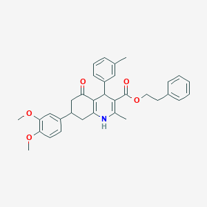 2-Phenylethyl 7-(3,4-dimethoxyphenyl)-2-methyl-4-(3-methylphenyl)-5-oxo-1,4,5,6,7,8-hexahydro-3-quinolinecarboxylate