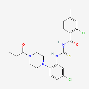 2-chloro-N-({[5-chloro-2-(4-propionyl-1-piperazinyl)phenyl]amino}carbonothioyl)-4-methylbenzamide