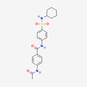 molecular formula C21H25N3O4S B4188630 4-(acetylamino)-N-{4-[(cyclohexylamino)sulfonyl]phenyl}benzamide 