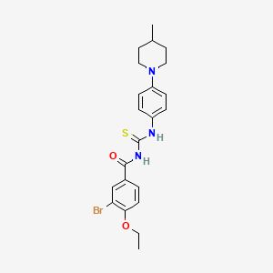 molecular formula C22H26BrN3O2S B4188664 3-bromo-4-ethoxy-N-({[4-(4-methyl-1-piperidinyl)phenyl]amino}carbonothioyl)benzamide 