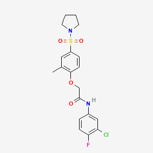 molecular formula C19H20ClFN2O4S B4188671 N-(3-chloro-4-fluorophenyl)-2-[2-methyl-4-(1-pyrrolidinylsulfonyl)phenoxy]acetamide 