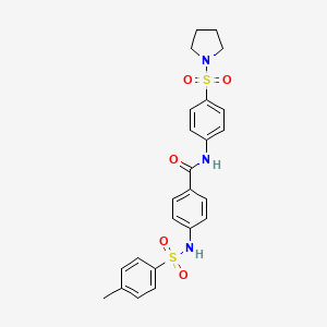 molecular formula C24H25N3O5S2 B4188689 4-{[(4-methylphenyl)sulfonyl]amino}-N-[4-(1-pyrrolidinylsulfonyl)phenyl]benzamide 