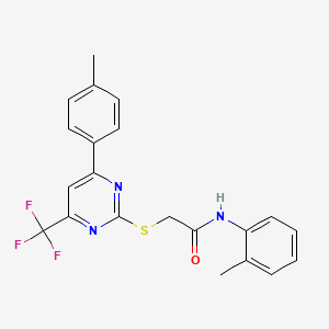 molecular formula C21H18F3N3OS B4188692 N-(2-methylphenyl)-2-{[4-(4-methylphenyl)-6-(trifluoromethyl)-2-pyrimidinyl]thio}acetamide 