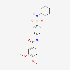molecular formula C21H26N2O5S B4188697 N-{4-[(cyclohexylamino)sulfonyl]phenyl}-3,4-dimethoxybenzamide 