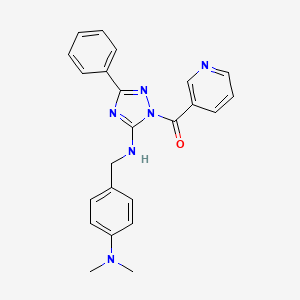 molecular formula C23H22N6O B4188702 N-[4-(dimethylamino)benzyl]-3-phenyl-1-(3-pyridinylcarbonyl)-1H-1,2,4-triazol-5-amine 