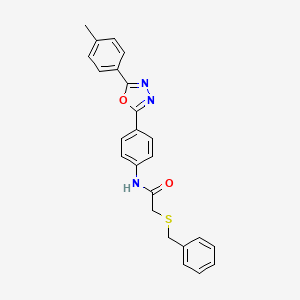 molecular formula C24H21N3O2S B4188704 2-(benzylthio)-N-{4-[5-(4-methylphenyl)-1,3,4-oxadiazol-2-yl]phenyl}acetamide 