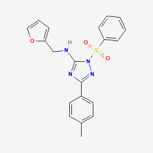 molecular formula C20H18N4O3S B4188730 N-(2-furylmethyl)-3-(4-methylphenyl)-1-(phenylsulfonyl)-1H-1,2,4-triazol-5-amine 