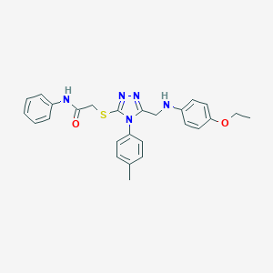 molecular formula C26H27N5O2S B418874 2-{[5-[(4-ethoxyanilino)methyl]-4-(4-methylphenyl)-4H-1,2,4-triazol-3-yl]sulfanyl}-N-phenylacetamide 