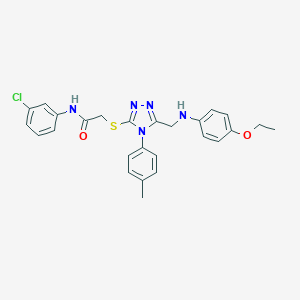 molecular formula C26H26ClN5O2S B418879 N-(3-chlorophenyl)-2-{[5-[(4-ethoxyanilino)methyl]-4-(4-methylphenyl)-4H-1,2,4-triazol-3-yl]sulfanyl}acetamide 