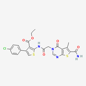 molecular formula C23H19ClN4O5S2 B4188792 ethyl 2-({[6-(aminocarbonyl)-5-methyl-4-oxothieno[2,3-d]pyrimidin-3(4H)-yl]acetyl}amino)-4-(4-chlorophenyl)-3-thiophenecarboxylate 