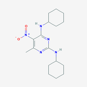 molecular formula C17H27N5O2 B4188821 N,N'-dicyclohexyl-6-methyl-5-nitro-2,4-pyrimidinediamine 