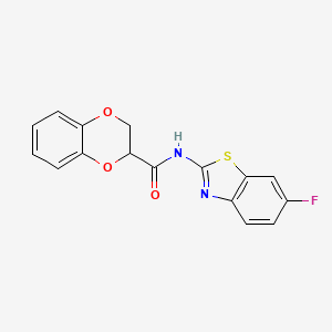 molecular formula C16H11FN2O3S B4188840 N-(6-fluoro-1,3-benzothiazol-2-yl)-2,3-dihydro-1,4-benzodioxine-2-carboxamide 